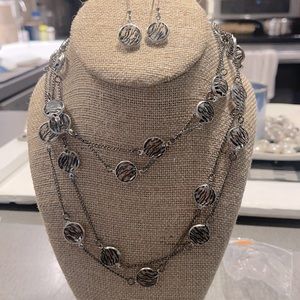 Long wrap necklace and earring set